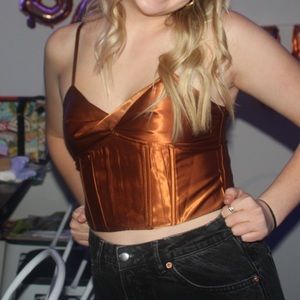 Brown Corset Crop Top